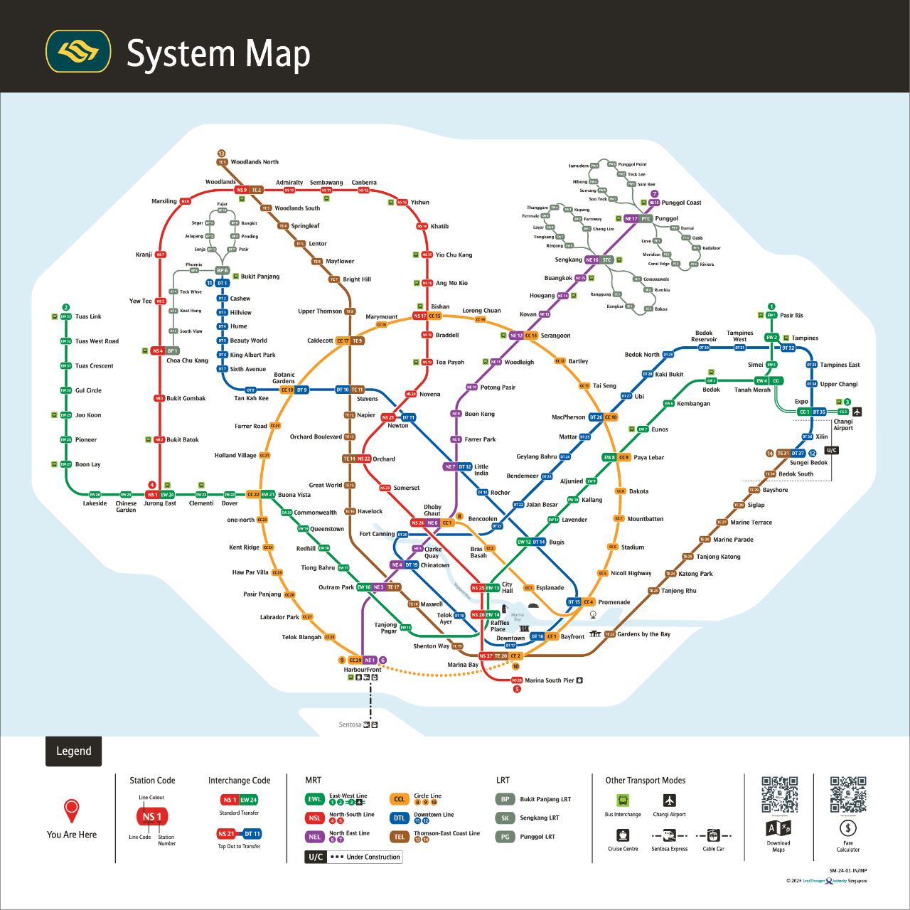 Map of the Mass Rapid Transit (MRT) system of Singapore