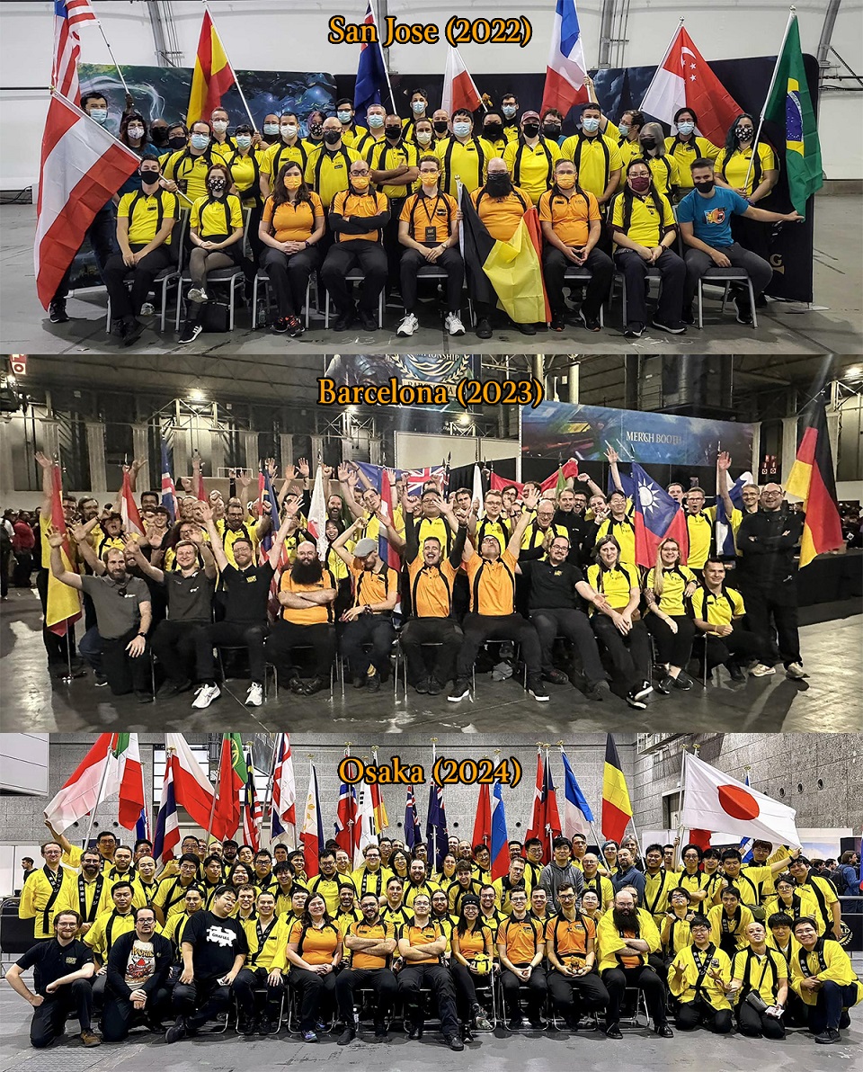 Staff photos from Worlds 2022 to 2024.