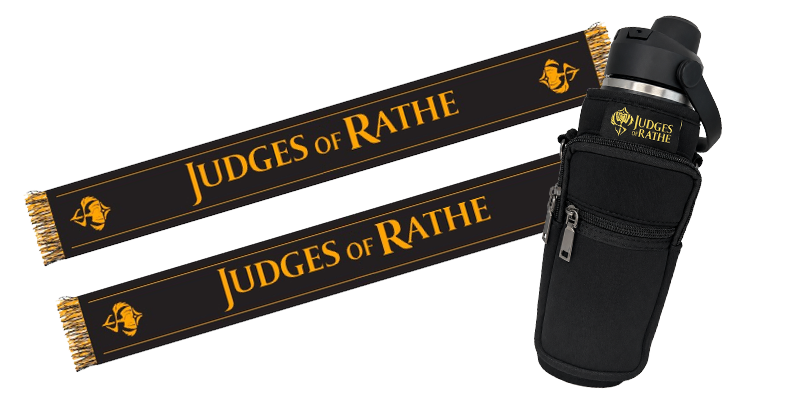 Judge Webshop Swag - new scarf and water bottle holder!
